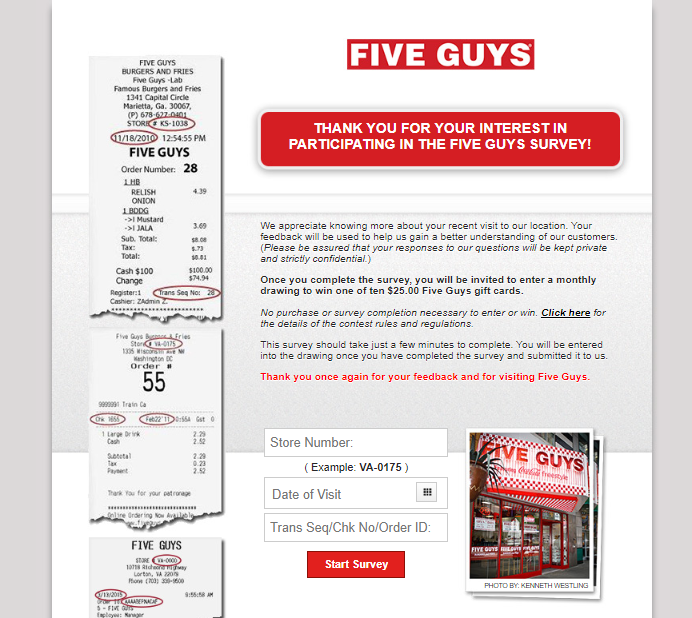 Five Guys Customer Experience Survey