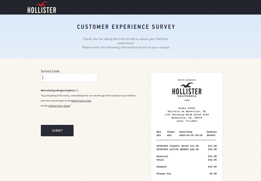 Hollister Survey