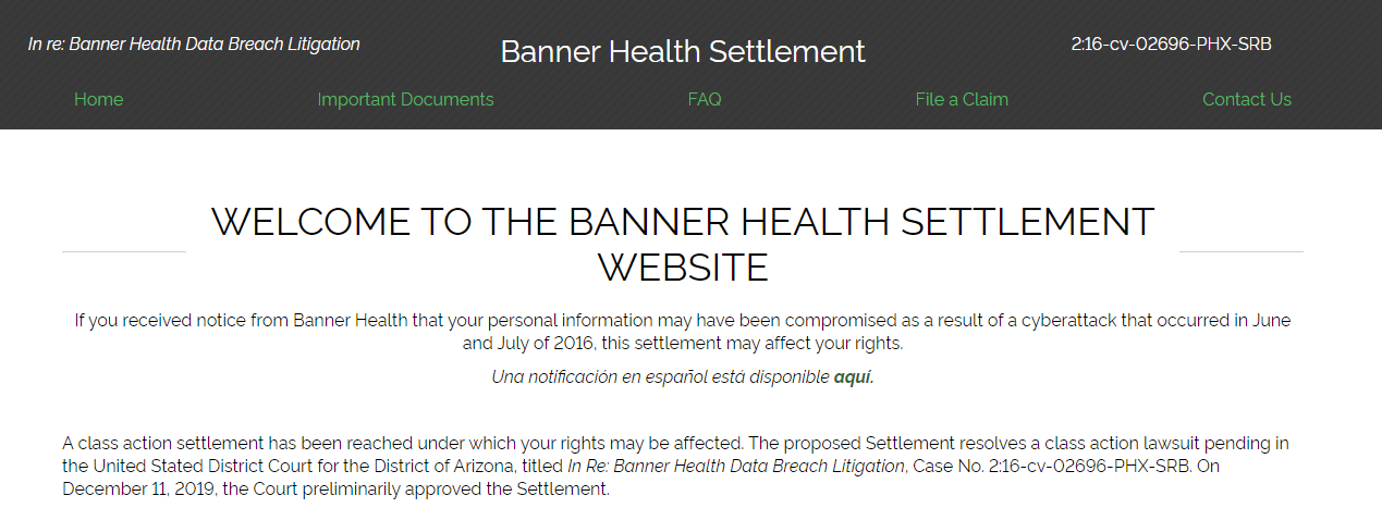 How to claim Banner Health Settlement