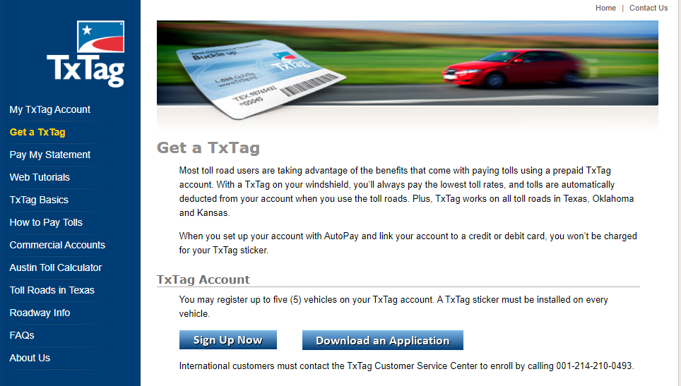 Pay toll at txtag