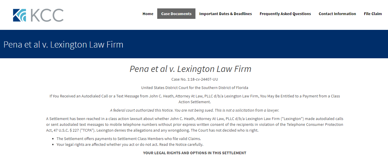 Lexington Law TCPA Class Action