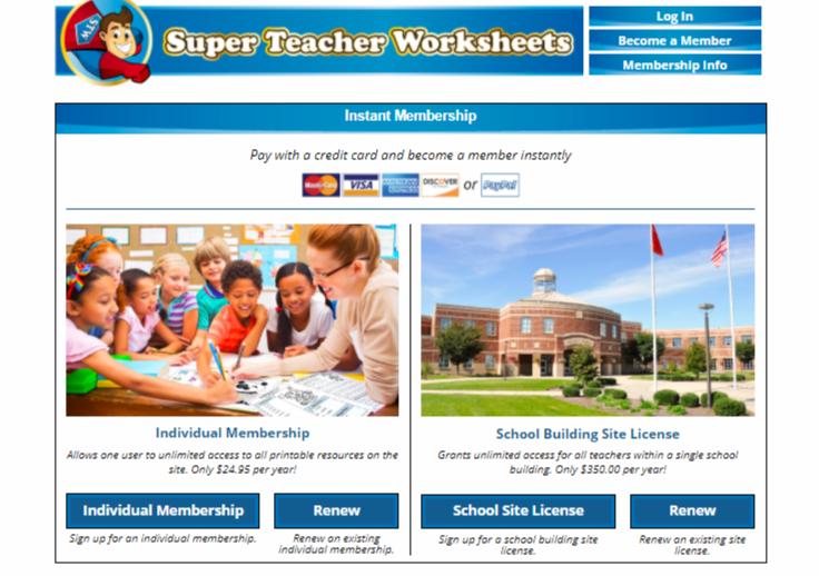 super teacher worksheet login