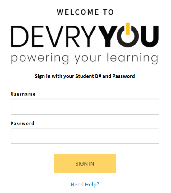 DeVry Student portal login