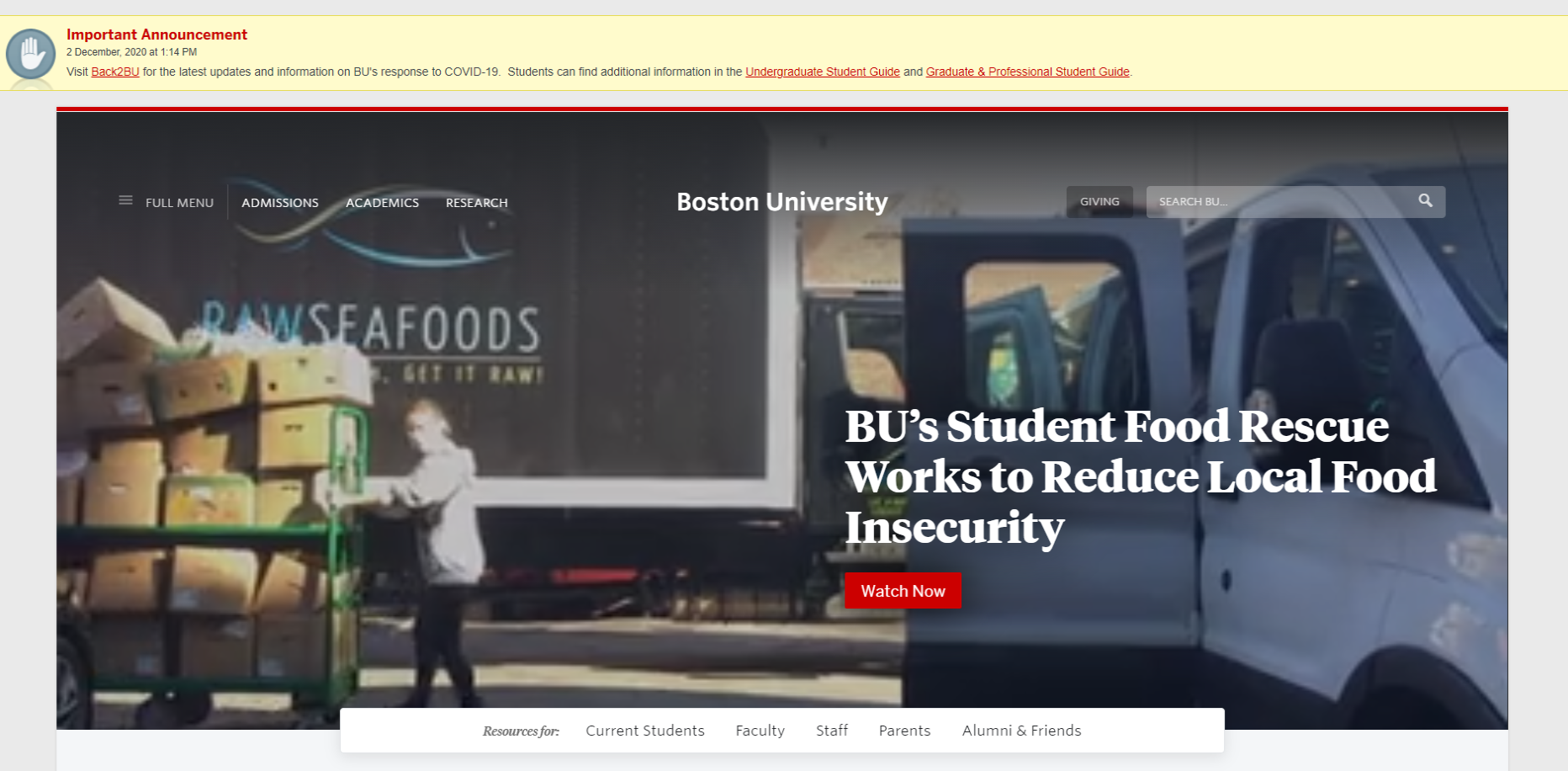 Boston University student portal