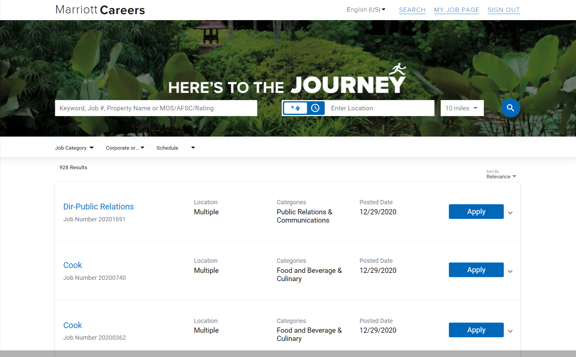 Marriot careers portal