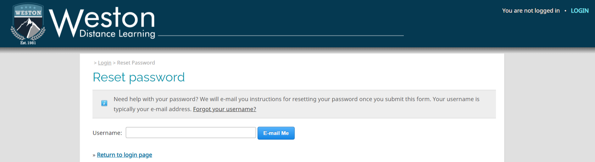 Weston distance learning student gateway