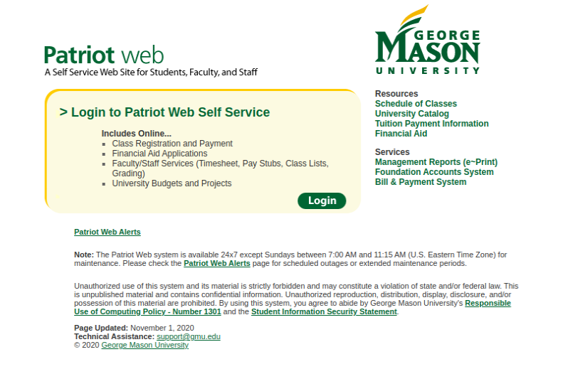 Patriot Web Login