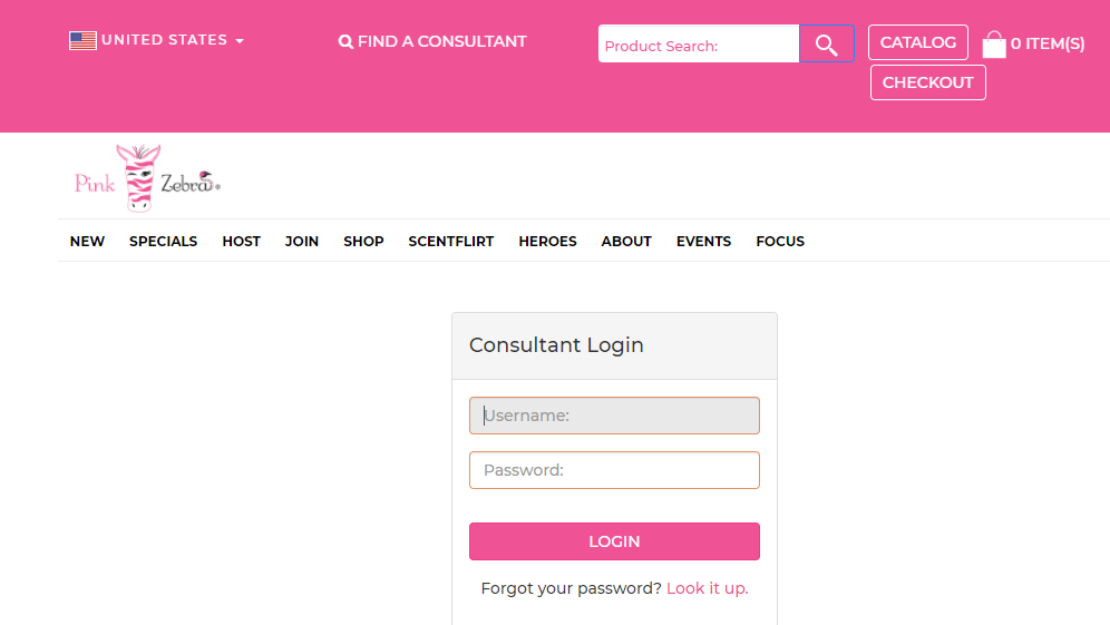 pinkzebrahome login