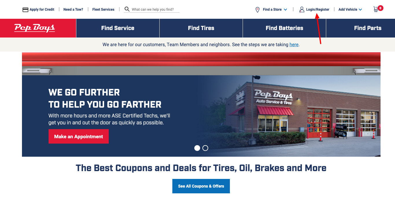 pep boys login