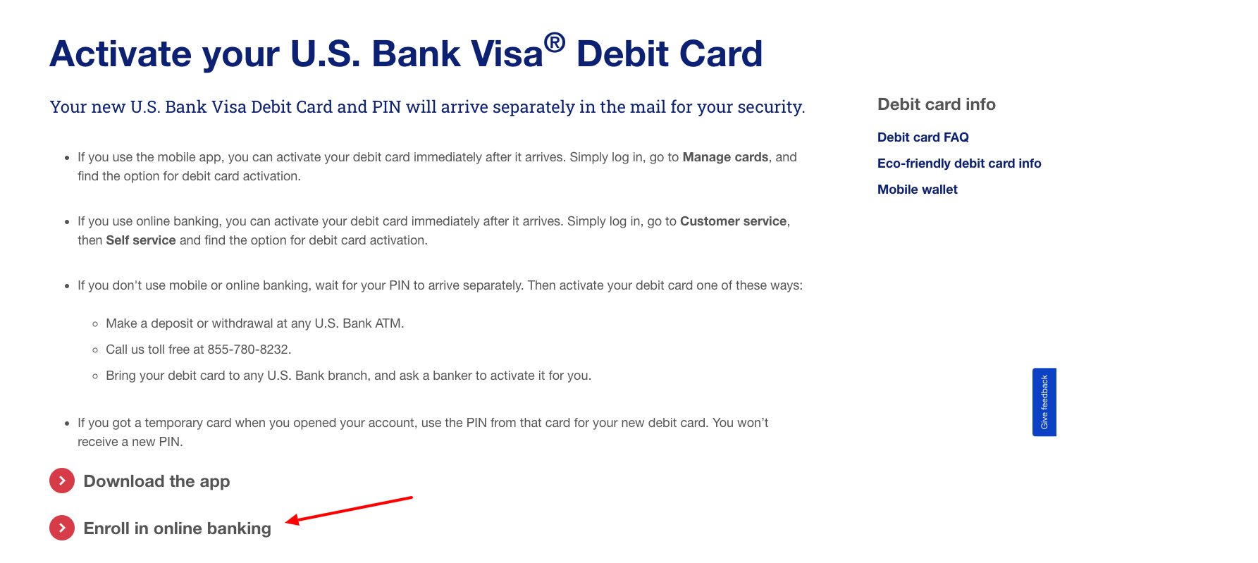 us bank visa check card activate