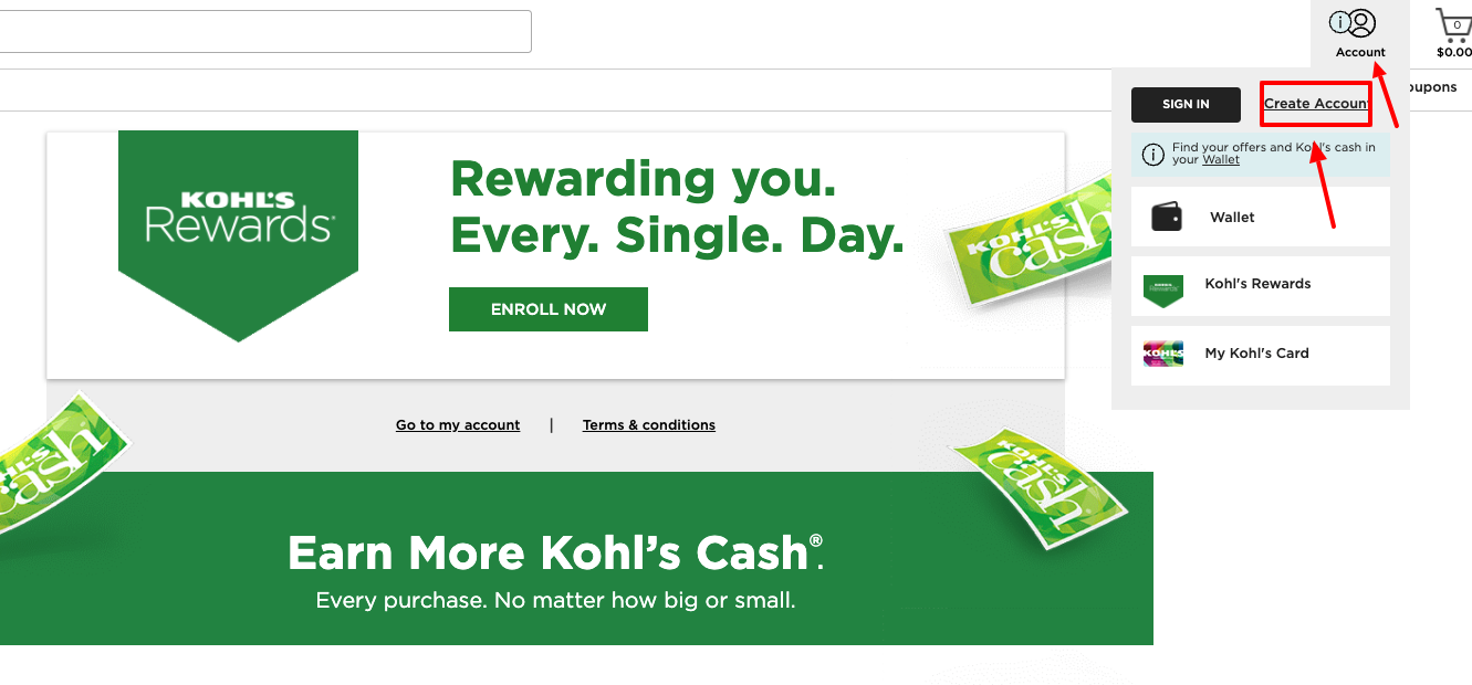 Kohl’s Rewards create account