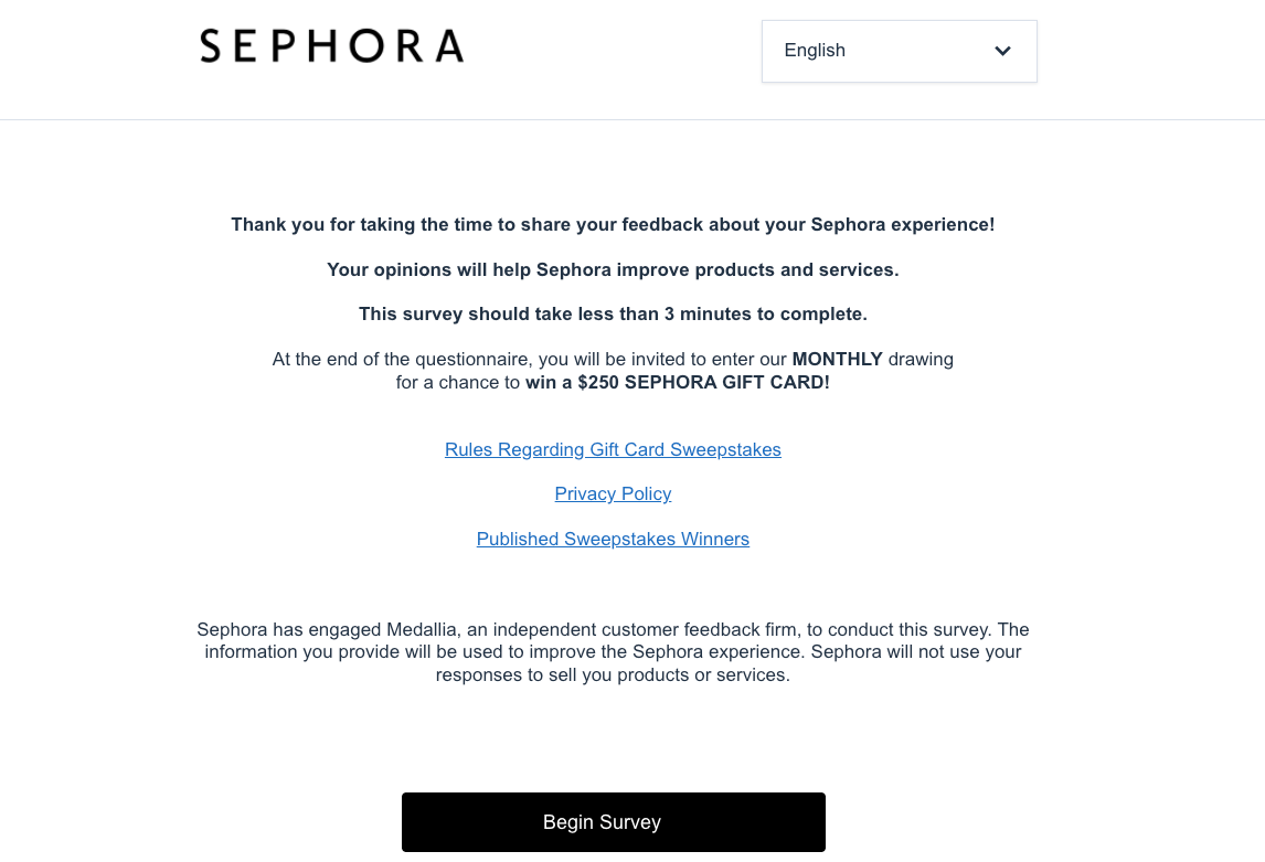 sephora survey